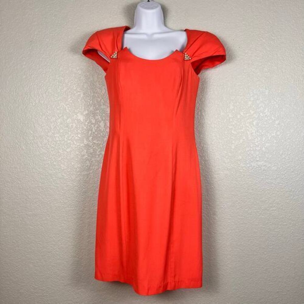 Vtg Y2K Sheath Dress Womens 6 Back Cutout Brooch Embellishment Cocktail Coquette